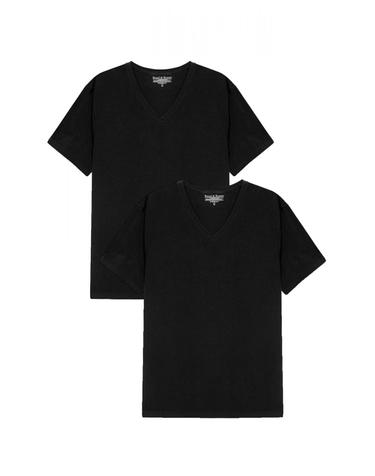 브레드앤박서스 블랙 오가닉코튼 스트레치 브이넥 반팔 티셔츠 2장 2470420 NEGRO