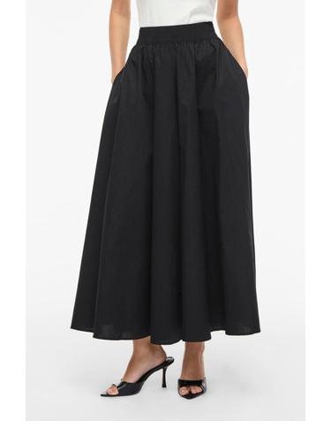 빌라 오가닉 코튼 블랙 플레어 롱 스커트 5723797 NEGRO