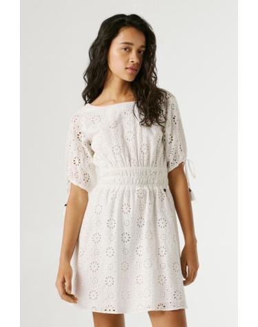 페페진스 퍼프 소매 화이트 자수 미니 원피스 0913174 BLANCO