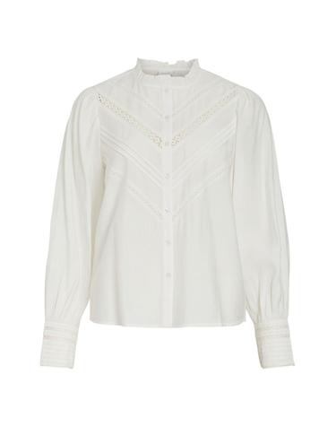 빌라 소프트 레이스 하이넥 블라우스 4313056 BLANCO