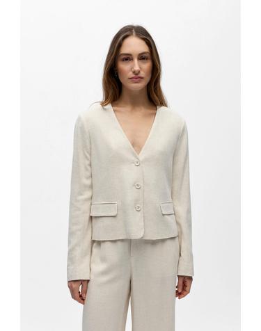 오브젝트 린넨 브이넥 크롭 블레이저 6433042 BEIGE