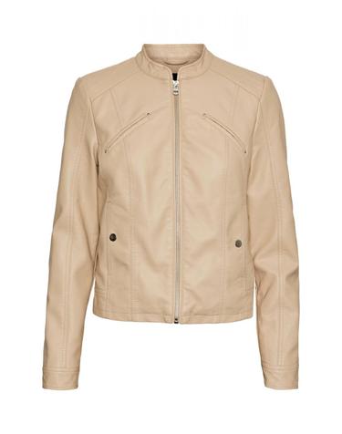 베로모다 베이지 레더라이크 테크니컬 집업 재킷 7930095 BEIGE