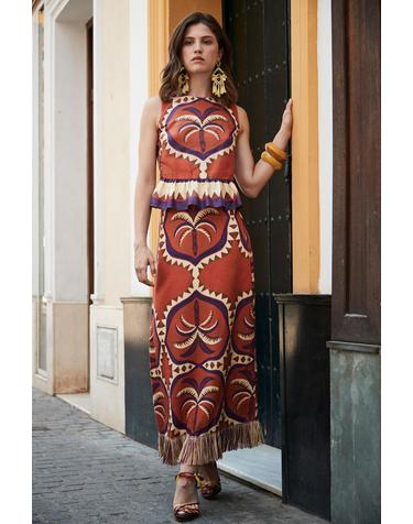 파남비 지오메트릭 민소매 블라우스 4013070 ESTAMPADO NARANJA