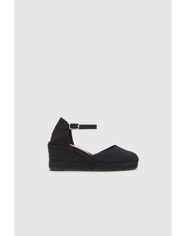 캐스타네르 블랙 앵클 스트랩 웨지 샌들 7cm 9961262 NEGRO