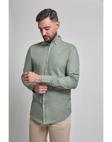 스트릿몽키 라이트 그린 남성 버튼다운 긴팔 셔츠 6740996 VERDE