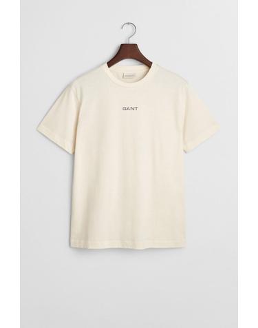 간트 베이직 코튼 반팔 티셔츠 GANT 미니멀 로고 아이보리 8069523 MARFIL