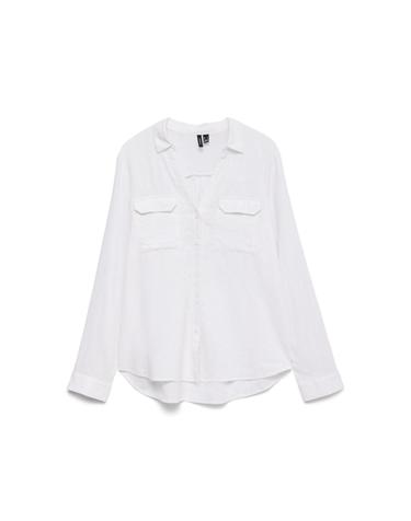 베로모다 린넨 화이트 테크니컬 긴팔 셔츠 6012339 BLANCO