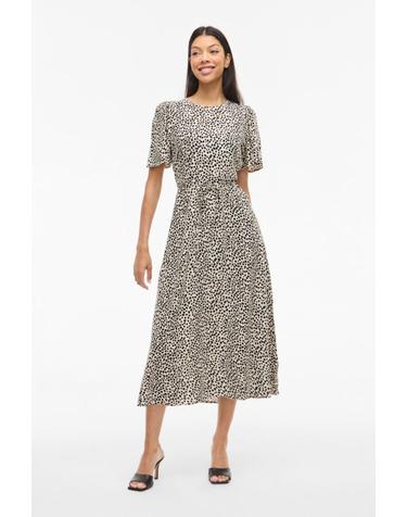 빌라 비스코스 프린트 벨트 미디 원피스 5830198 ESTAMPADO BLANCO