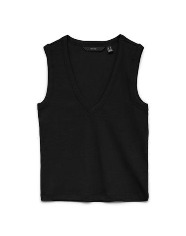 베로모다 코튼 골지 브이넥 민소매 티셔츠 9934382 NEGRO