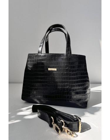 더코드 크로커 엠보 레더 쇼퍼백 블랙 5510677 NEGRO