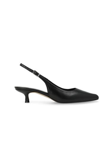 로디 프리미엄 레더 로우힐 슬링백 슈즈 블랙 3893181 NEGRO