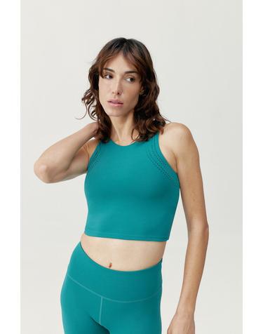 본리빙요가 테크니컬 미디엄서포트 크롭 스포츠 브라탑 4233461 VERDE