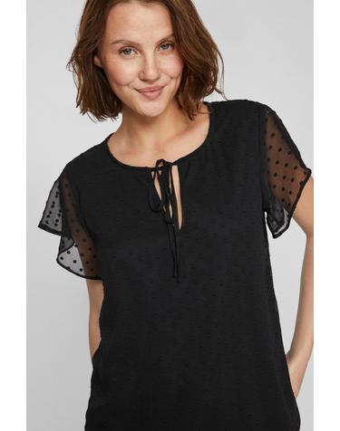 빌라 플루메티 시스루 반팔 블라우스 9934336 NEGRO