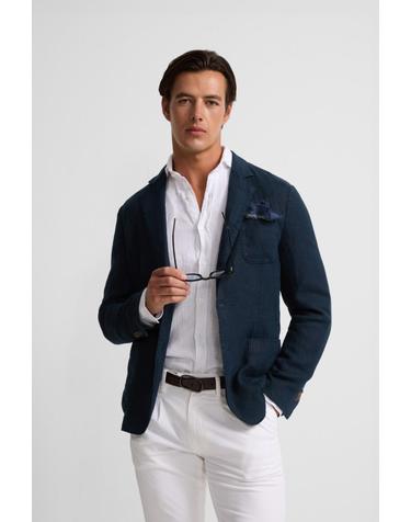 실본 린넨 테일러드 재킷 Americana comfort 6770747 AZUL MARINO