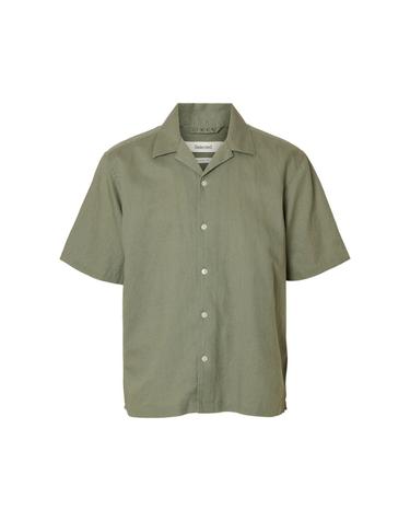 셀렉티드 오픈카라 릴렉스핏 반팔셔츠 7720012 VERDE