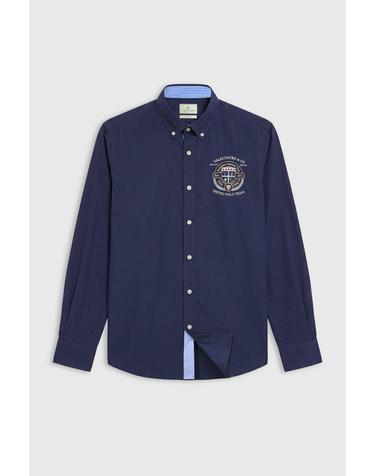 발레콰트로 버튼다운 반자수 긴팔 셔츠 8303118 AZUL MARINO