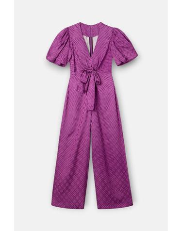실본 도트 퍼프 소매 와이드 점프수트 6443514 MORADO