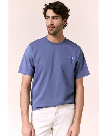 오오티오 워시드 슬림핏 그래픽 반팔 티셔츠 1293015 AZUL MARINO