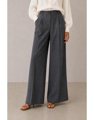 빌라 하이웨이스트 핀턱 와이드 팬츠 6398309 GRIS OSCURO