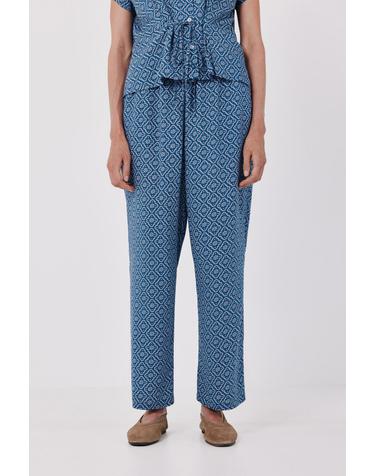 꼬르떼피엘 프린트 드로스트링 와이드 팬츠 6144054 ESTAMPADO AZUL