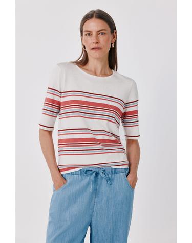 꼬르떼피엘 멀티컬러 라운드넥 반팔 니트 티셔츠 6214878 MULTICOLOR