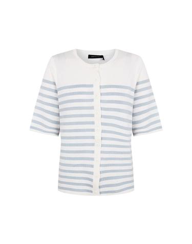 꼬르떼피엘 스트라이프 라운드넥 반팔 버튼 자켓 6244271 AZUL