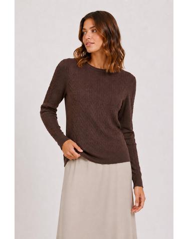 빌라 브레이드 니트 라운드넥 스웨터 3764349 MARRON OSCURO