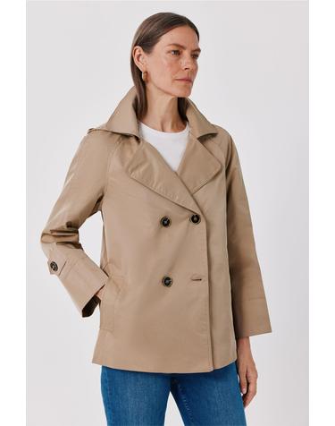 꼬르떼피엘 탈착 후드 숏 트렌치 코트 6614841 BEIGE