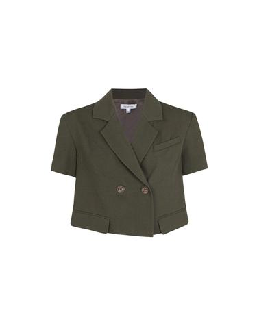 페드로 델 이에로 크롭 반팔 더블버튼 블레이저 6754279 VERDE