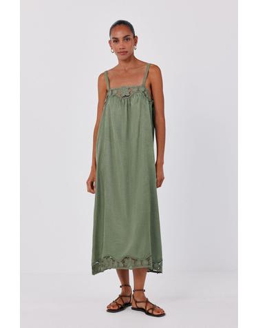 꼬르떼피엘 크로셰 새틴 미디 슬립 원피스 1874477 VERDE