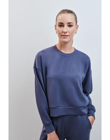 대시 앤 스타즈 모달 라운드넥 크롭 맨투맨 9414044 AZUL