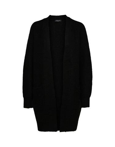 셀렉티드 울 알파카 롱 오픈 가디건 5795211 NEGRO
