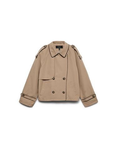 베로모다 파이핑 더블버튼 숏 트렌치 코트 5244336 MARRON