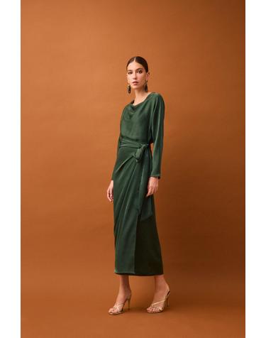 페드로 델 이에로 랩 이펙트 벨트 미디 원피스 3814485 VERDE