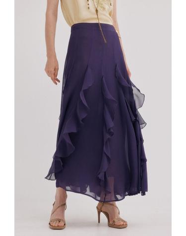 호스 인트로피아 러플 플루이드 롱 스커트 8424182 ESTAMPADO MORADO