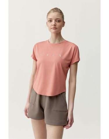 본리빙요가 라운드넥 반팔 스포츠 티셔츠 8183602 CORAL