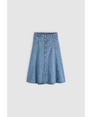 리바이스 하이라이즈 버튼 데님 미디 스커트 7640142 AZUL