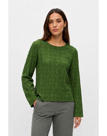 오브젝트 레귤러핏 라운드넥 긴팔 탑 4314251 VERDE OSCURO