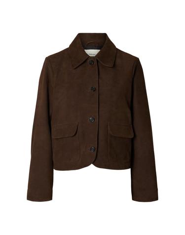 셀렉티드 셔츠 칼라 포켓 스웨이드 재킷 7930265 MARRON OSCURO