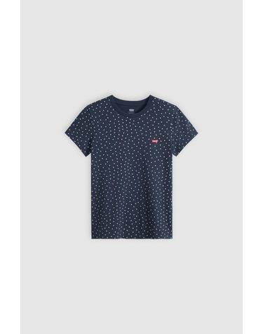 리바이스 도트 패턴 라운드넥 반팔 티셔츠 9934397 ESTAMPADO AZUL