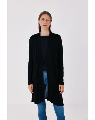 꼬르떼피엘 파인 니트 롱 오픈 가디건 6244272 NEGRO