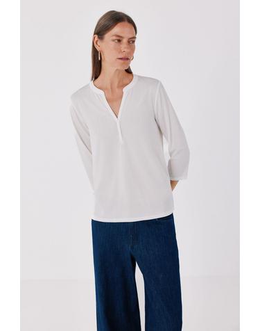 꼬르떼피엘 마오넥 베이직 7부 소매 블라우스 6324481 BLANCO