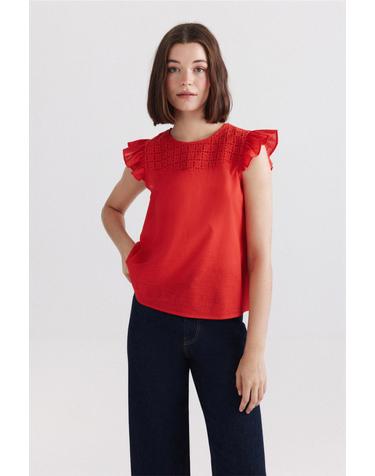 스프링필드 크로셰 러플 민소매 블라우스 6814850 ROJO