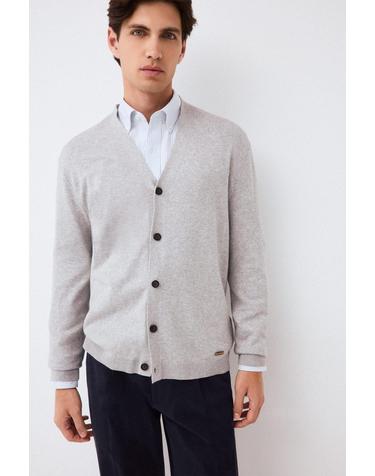 페드로 델 이에로 코튼 니트 브이넥 버튼 가디건 3114601 GRIS