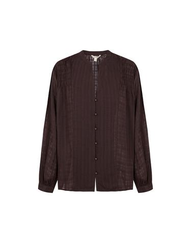 슬로우러브 셔링 퍼프 소매 마오넥 블라우스 3424002 MARRON OSCURO
