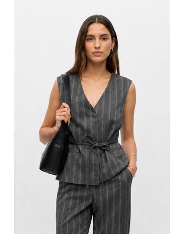 오브젝트 스트라이프 브이넥 포멀 베스트 6434367 GRIS