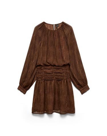 베로모다 드레이프 긴팔 미니 원피스 6444036 MARRON OSCURO