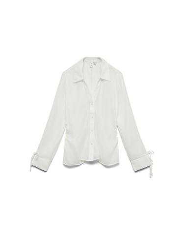 베로모다 리본 커프스 브이넥 셔츠 블라우스 4314149 BLANCO