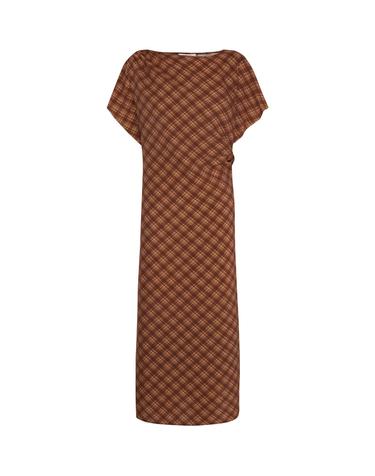 슬로우러브 체크 프린트 반팔 미디 원피스 6234002 ESTAMPADO MARRON