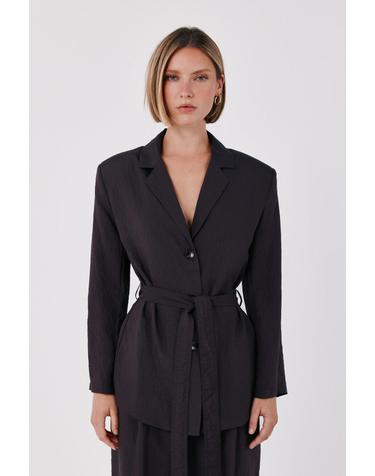 꼬르떼피엘 핀스트라이프 벨트 블레이저 5324003 MARRON OSCURO